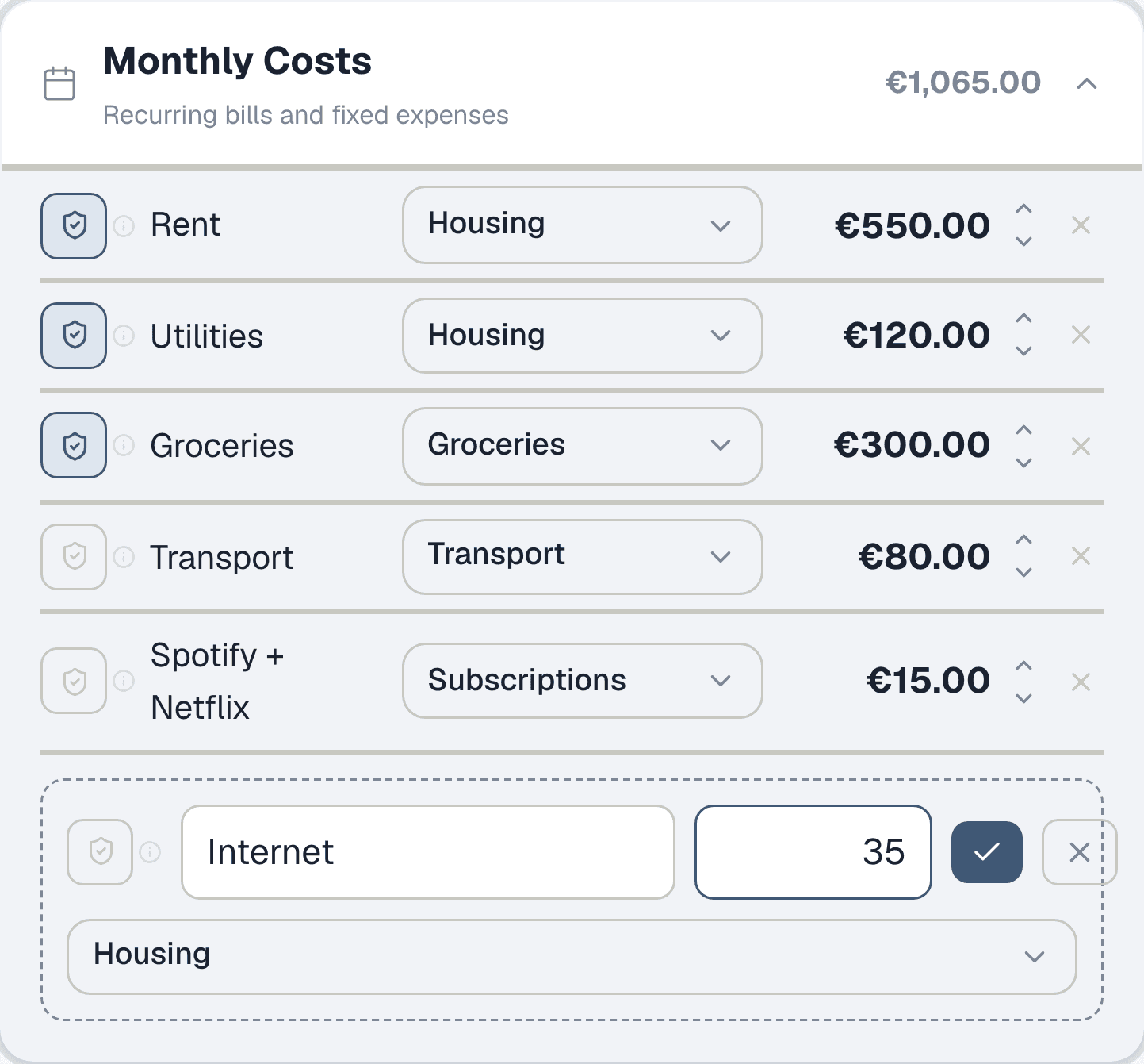 Step 3: Add your monthly costs